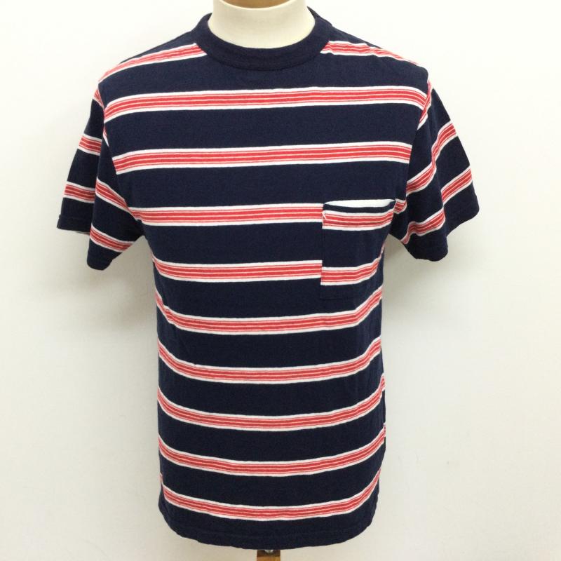 キャプテン サンシャイン Kaptain Sunshine Tシャツ 半袖 ポケット付 ボーダー柄 半袖Tシャツ M ボーダー柄 紺 / ネイビー / navy X 白 / ホワイト / white X 赤 / レッド / red メンズ USED 古着 中古 50108847
