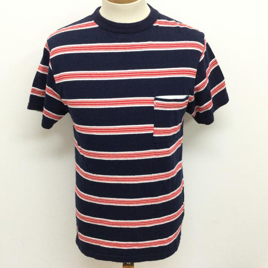 キャプテン サンシャイン Kaptain Sunshine Tシャツ 半袖 ポケット付 ボーダー柄 半袖Tシャツ M ボーダー柄 紺 / ネイビー / navy X 白 / ホワイト / white X 赤 / レッド / red メンズ USED 古着 中古 50108847