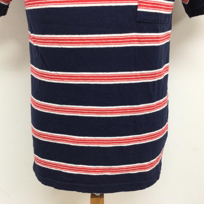 キャプテン サンシャイン Kaptain Sunshine Tシャツ 半袖 ポケット付 ボーダー柄 半袖Tシャツ M ボーダー柄 紺 / ネイビー / navy X 白 / ホワイト / white X 赤 / レッド / red メンズ USED 古着 中古 50108847