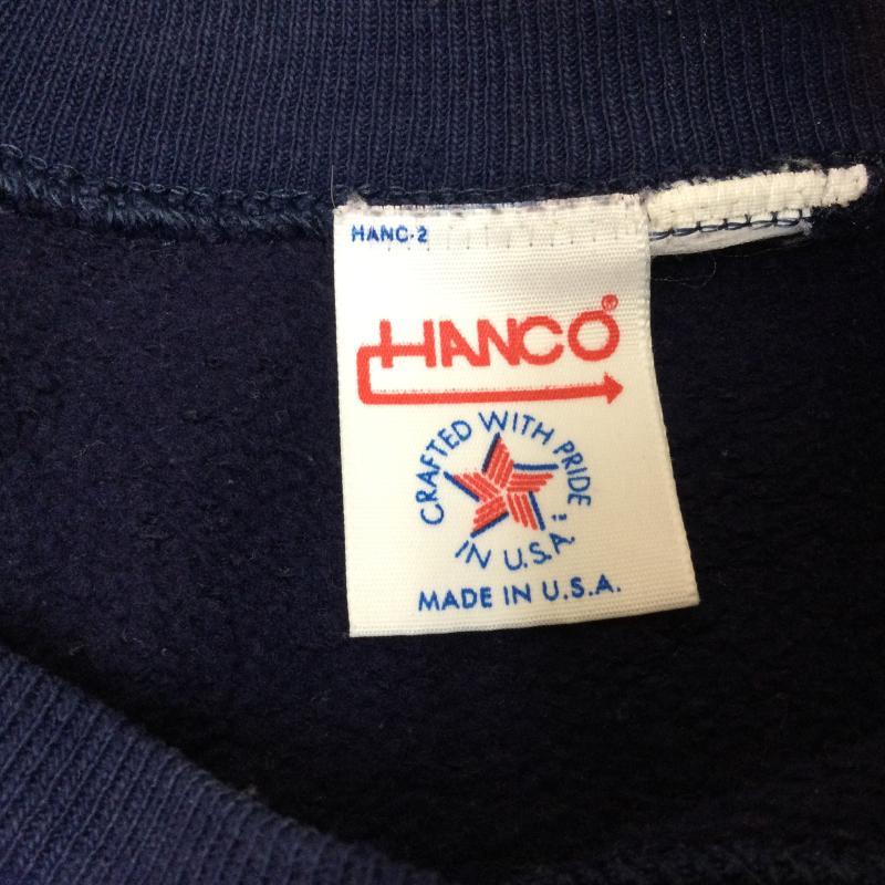 古着 USED トレーナー 長袖 HANCO USA製 90 s ロゴププリント ラグランスウェット ヴィンテージ スウエットトレーナー S ロゴ、文字 紺 / ネイビー / navy メンズ USED 古着 中古 50108905