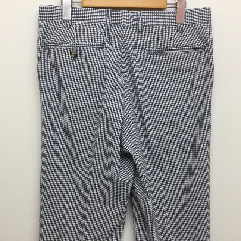 マンシングウェア Munsingwear パンツ スラックス SG8222 千鳥チェック ワンタック ゴルフパンツ サイズ表記82センチ L 千鳥格子 X チェック 白 / ホワイト / white X 紺 / ネイビー / navy メンズ USED 古着 中古 50108909