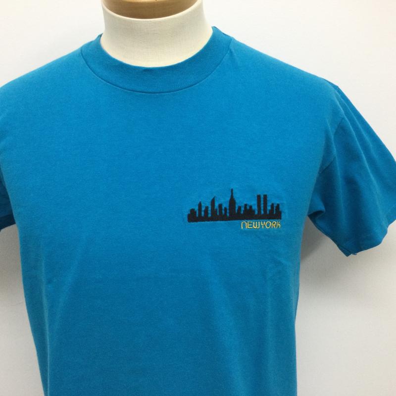 ヘインズ HANES Tシャツ 半袖 90年代 BEEFY-T ヘインズビーフィータグ newyorkロゴ刺繍 半袖Tシャツ ヴィンテージ TEE M ロゴ、文字 青 / ブルー / blue メンズ USED 古着 中古 50108911