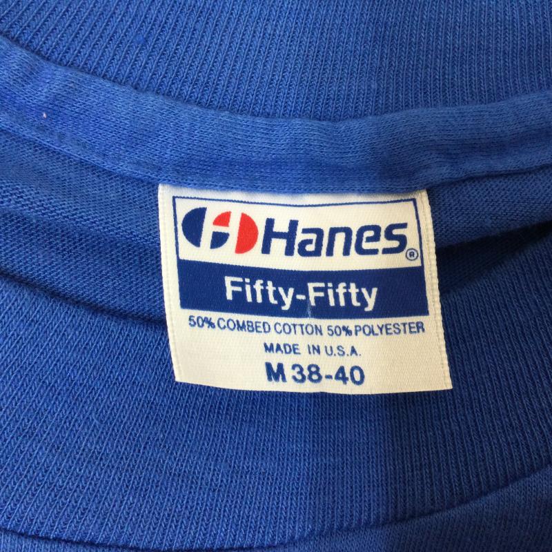 ヘインズ HANES Tシャツ 半袖 90’s USA製 Fifty-Fifty 半袖Tシャツ EXCITEMENT IS BUILDINGロゴプリント ヴィンテージ TEE M ロゴ、文字 青 / ブルー / blue メンズ USED 古着 中古 50108916