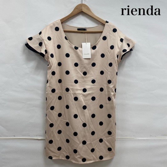 リエンダ rienda ワンピース ミニスカート ポルカドットルーズOP ミニワンピース 110BS993-0780 タグ付き M M ドット ベージュ / ベージュ / beige X 黒 / ブラック / black レディース USED 古着 中古 50109588