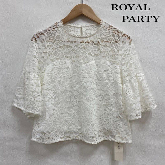 ロイヤルパーティー ROYAL PARTY カットソー 半袖 カットワーク 花柄 刺繍 レース カットソー タグ付き FREE 刺繍 X 花柄 白 / ホワイト / white レディース USED 古着 中古 50109596