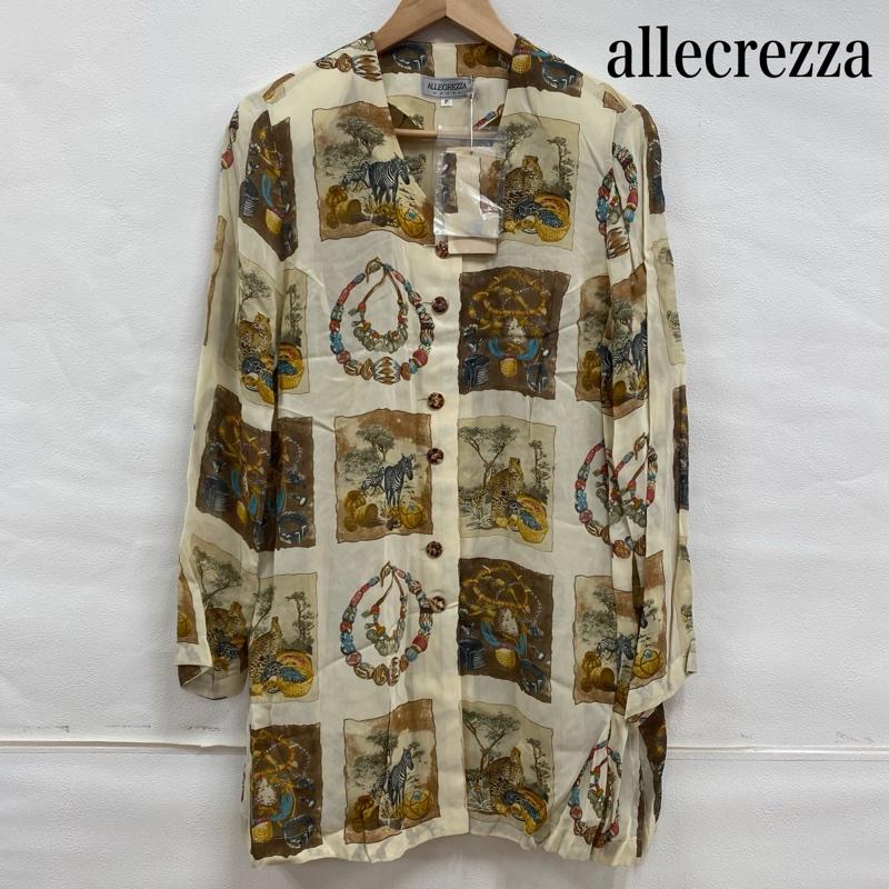 古着 USED ジャケット、上着 ジャケット、ブレザー ALLEGREZZA DONNA ノーカラー レーヨン ロング ジャケット レトロ古着 FREE 総柄 X アニマル柄 アイボリー / アイボリー / レディース USED 古着 中古 50109602