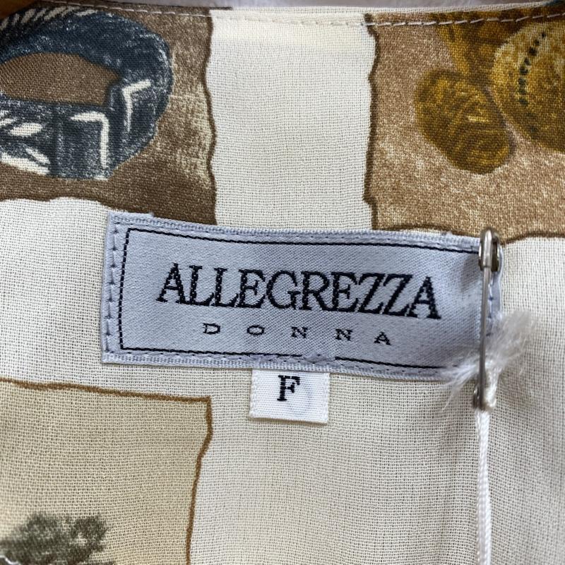 古着 USED ジャケット、上着 ジャケット、ブレザー ALLEGREZZA DONNA ノーカラー レーヨン ロング ジャケット レトロ古着 FREE 総柄 X アニマル柄 アイボリー / アイボリー / レディース USED 古着 中古 50109602