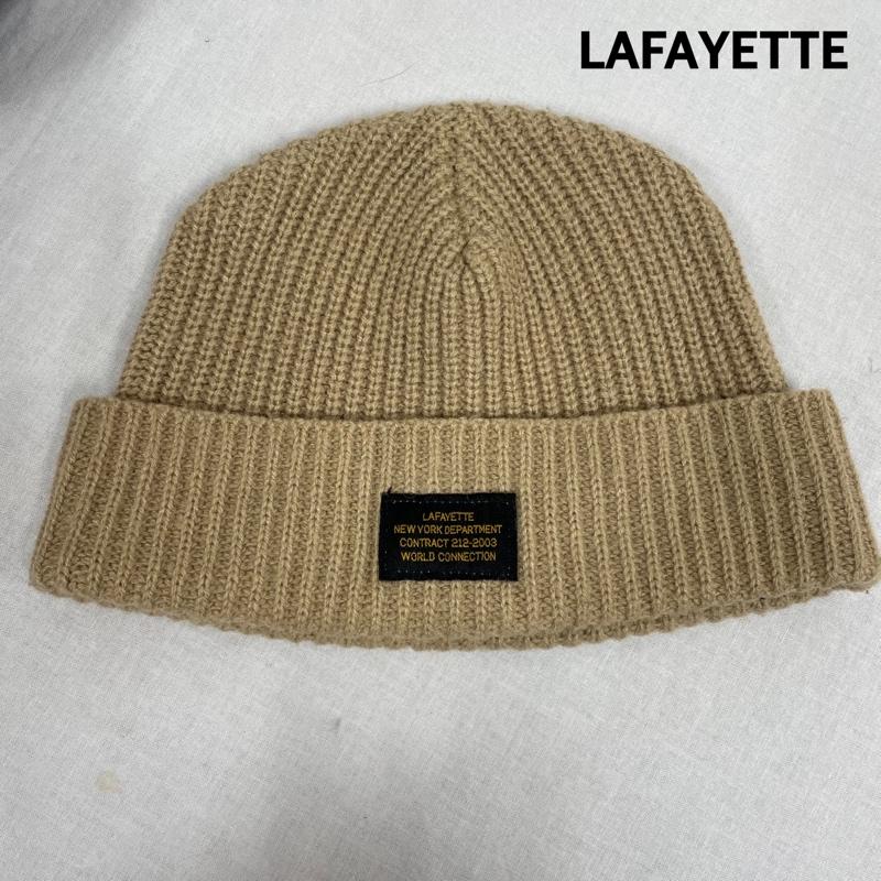 ラファイエット Lafayette 帽子 ニット帽 ミリタリー ワッチキャップ MILITARY WATCH CAP ビーニー インストラクションラベル - ワンポイント X ロゴ、文字 ベージュ / ベージュ / beige メンズ USED 古着 中古 50109808