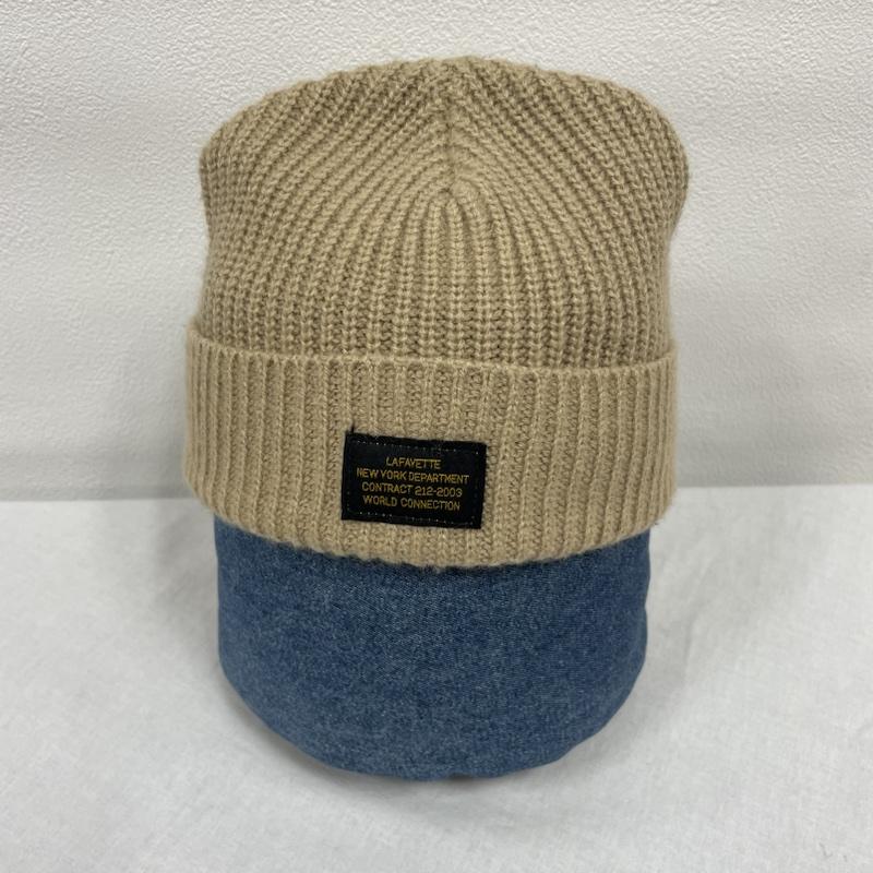 ラファイエット Lafayette 帽子 ニット帽 ミリタリー ワッチキャップ MILITARY WATCH CAP ビーニー インストラクションラベル - ワンポイント X ロゴ、文字 ベージュ / ベージュ / beige メンズ USED 古着 中古 50109808