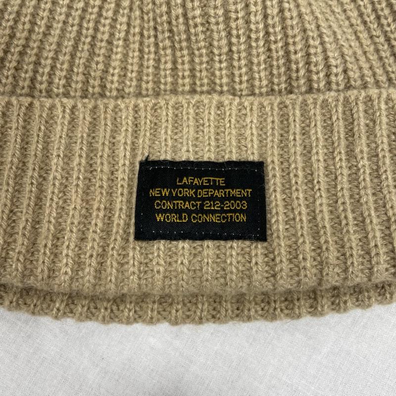 ラファイエット Lafayette 帽子 ニット帽 ミリタリー ワッチキャップ MILITARY WATCH CAP ビーニー インストラクションラベル - ワンポイント X ロゴ、文字 ベージュ / ベージュ / beige メンズ USED 古着 中古 50109808