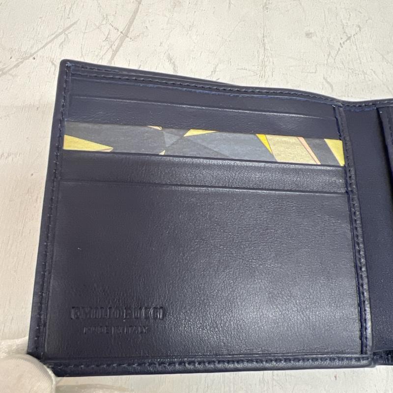 エミリオプッチ EMILIO PUCCI 財布 二つ折り 牛革 レザー ウォレット - 紺 / ネイビー / navy メンズ USED 古着 中古 50110311
