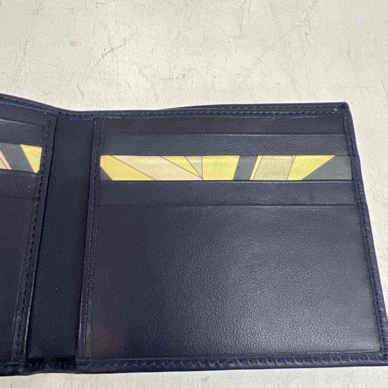 エミリオプッチ EMILIO PUCCI 財布 二つ折り 牛革 レザー ウォレット - 紺 / ネイビー / navy メンズ USED 古着 中古 50110311