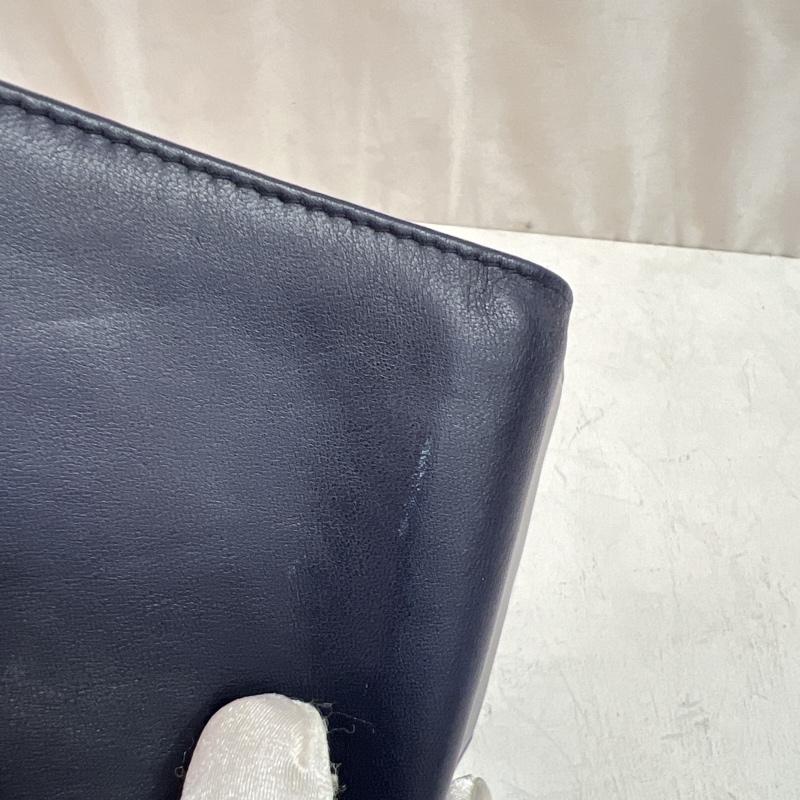 エミリオプッチ EMILIO PUCCI 財布 二つ折り 牛革 レザー ウォレット - 紺 / ネイビー / navy メンズ USED 古着 中古 50110311