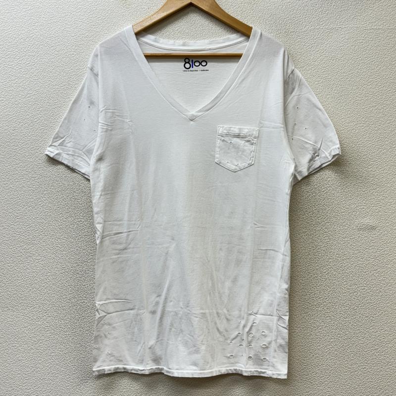 ロンハーマン RonHerman Tシャツ 半袖 8100 エイティワンハンドレッド ダメージ加工 Vネック ポケT ポケット L 白 / ホワイト / white メンズ USED 古着 中古 50110422