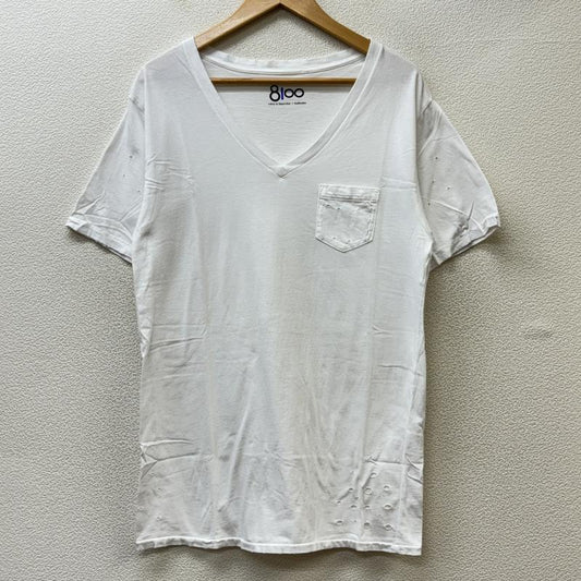ロンハーマン RonHerman Tシャツ 半袖 8100 エイティワンハンドレッド ダメージ加工 Vネック ポケT ポケット L 白 / ホワイト / white メンズ USED 古着 中古 50110422