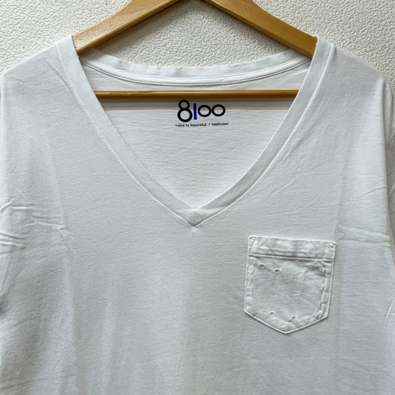ロンハーマン RonHerman Tシャツ 半袖 8100 エイティワンハンドレッド ダメージ加工 Vネック ポケT ポケット L 白 / ホワイト / white メンズ USED 古着 中古 50110422