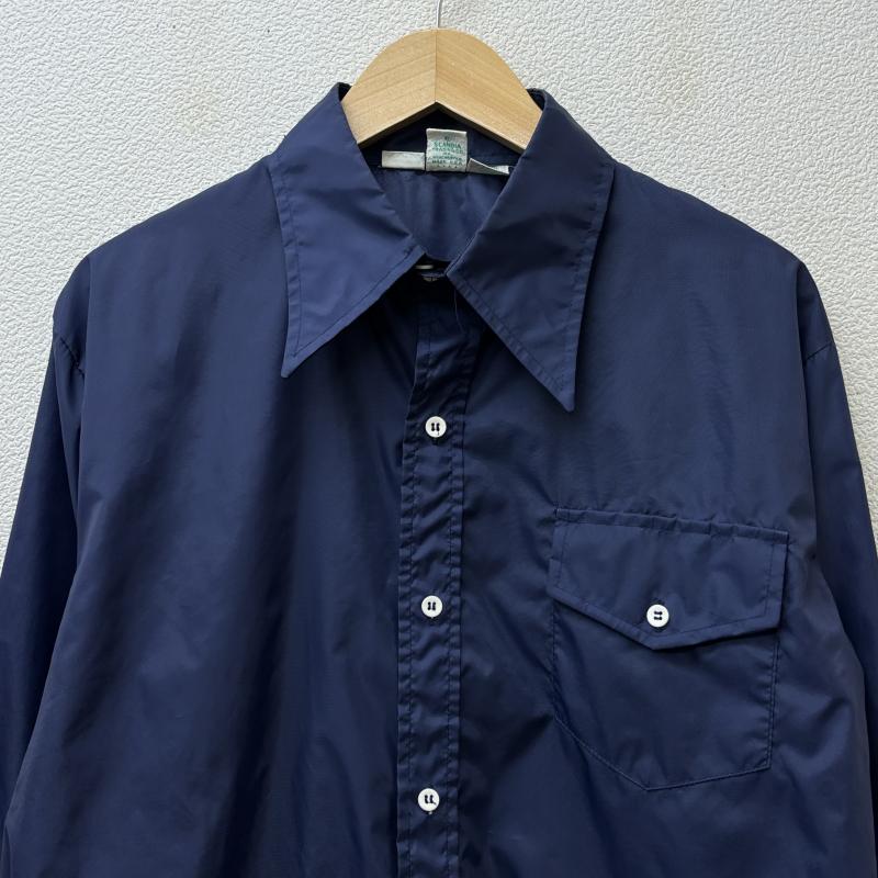古着 USED シャツ、ブラウス 長袖 SKYR SCANDIA TRADING 70s 70年代 ビンテージ 無地 ナイロン M 紺 / ネイビー / navy メンズ USED 古着 中古 50110495