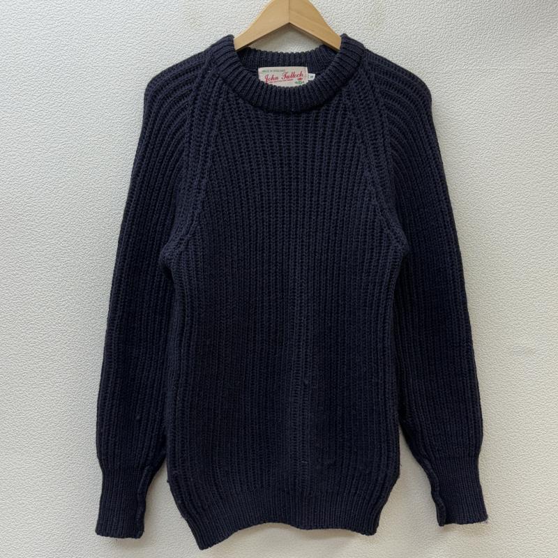 ジョンタロック John Tulloch ニット、セーター 長袖 MADE IN UK イングランド製 ウール クルーネック S 紺 / ネイビー / navy メンズ USED 古着 中古 50110496
