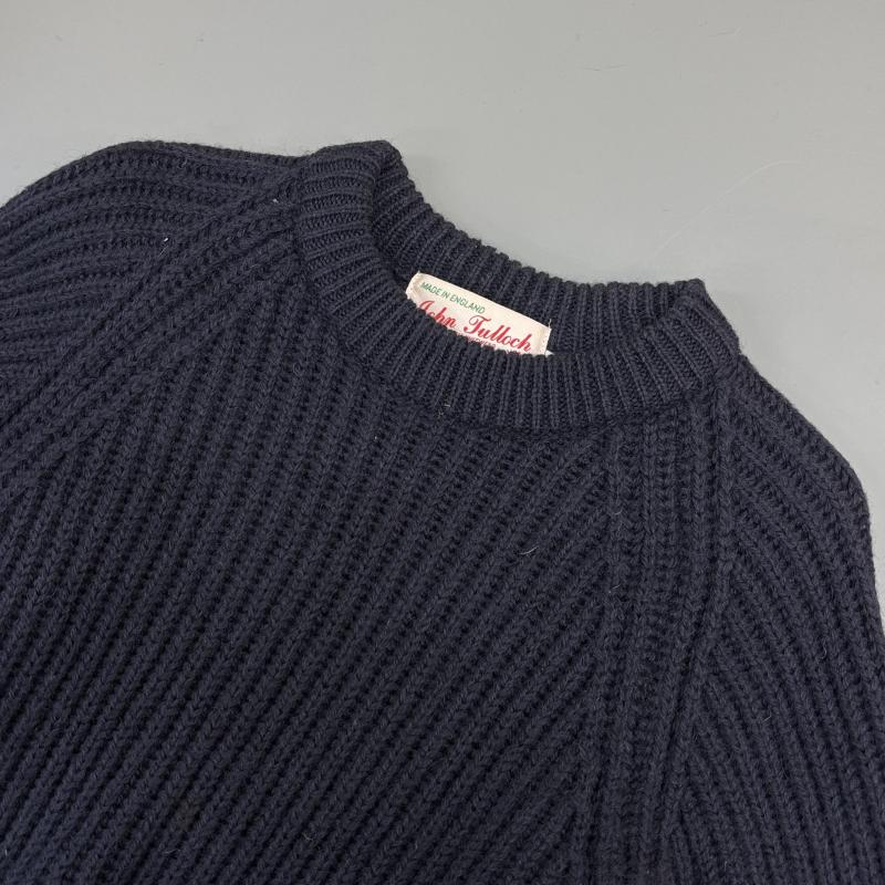 ジョンタロック John Tulloch ニット、セーター 長袖 MADE IN UK イングランド製 ウール クルーネック S 紺 / ネイビー / navy メンズ USED 古着 中古 50110496