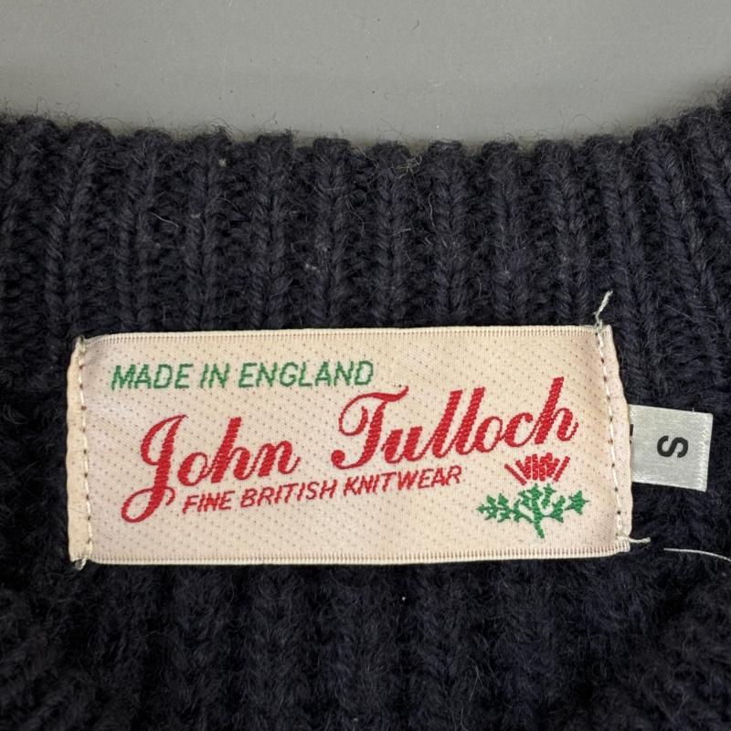ジョンタロック John Tulloch ニット、セーター 長袖 MADE IN UK イングランド製 ウール クルーネック S 紺 / ネイビー / navy メンズ USED 古着 中古 50110496