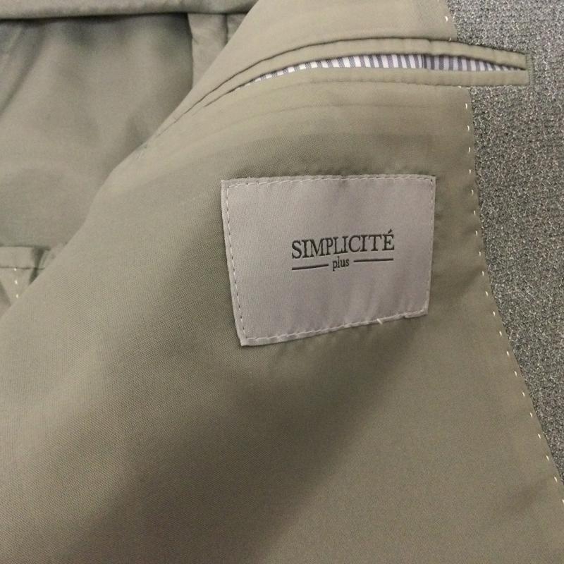 シンプリシテェ Simplicite ジャケット、上着 ジャケット、ブレザー 17-010-722-8037-2-0 2ッボタン センターベント 背抜き カジュアル テーラージャケット L 無地 灰 / グレー / gray メンズ USED 古着 中古 50110733