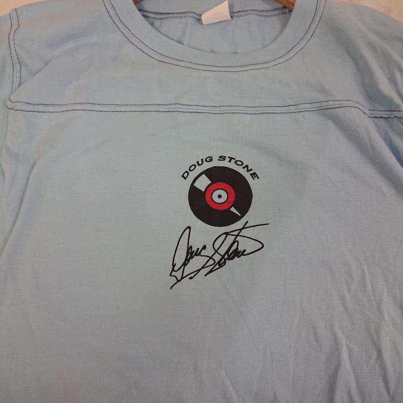 ＵＳフルギ US古着 Tシャツ 半袖 USED made in U.S.A. DOUG STONE レコード 半袖T サイン M ロゴ、文字 水色 / ライトブルー / メンズ USED 古着 中古 50110822