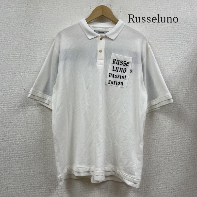 ラッセルノ Russeluno ポロシャツ 半袖 ポケット ルーズ フィット ポロシャツ 半袖 ロゴ 刺繍 タグ付き RS-2210301 5 ロゴ、文字 X 刺繍 白 / ホワイト / white メンズ USED 古着 中古 50110892