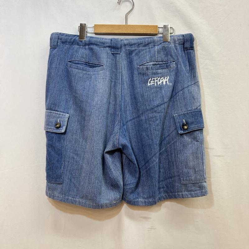 レフラー LEFLAH パンツ ショートパンツ デニム カーゴ ハーフパンツ ロゴ刺繍 L メンズ USED 古着 中古 50111090