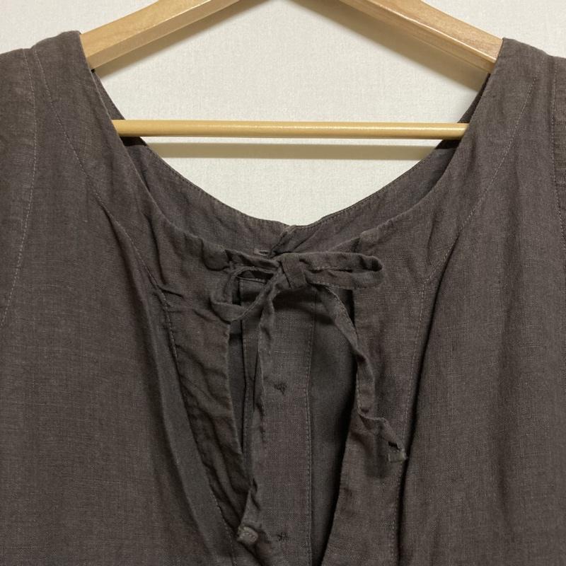 ネストローブ nest Robe ワンピース ロングスカート nest Robe リネン バックボタン リボン ノースリーブ フレアワンピース 01123-2047 無地 ダークブラウン / ダークブラウン / レディース USED 古着 中古 50111136
