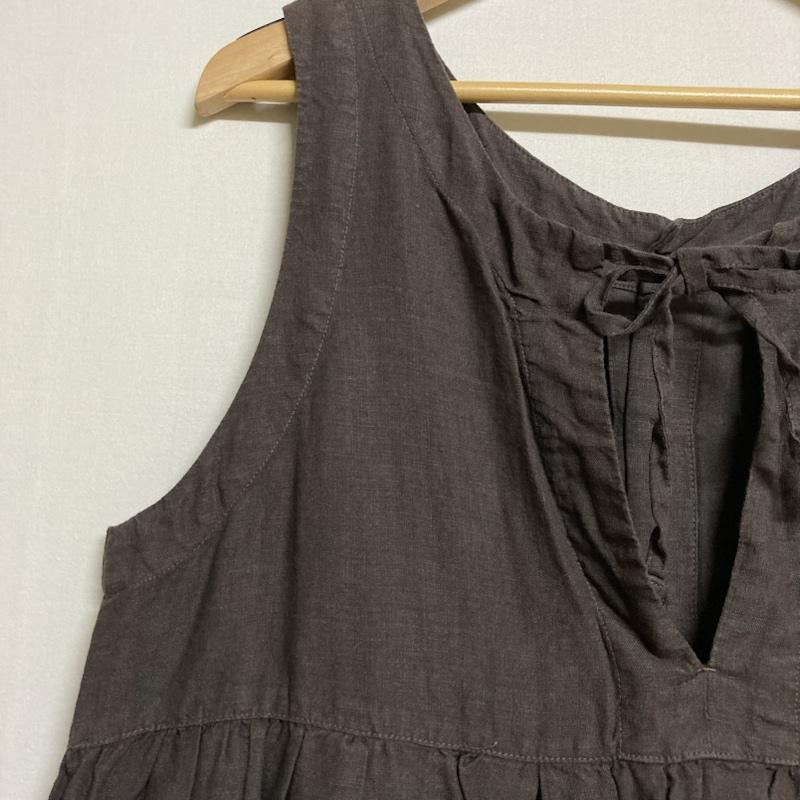 ネストローブ nest Robe ワンピース ロングスカート nest Robe リネン バックボタン リボン ノースリーブ フレアワンピース 01123-2047 無地 ダークブラウン / ダークブラウン / レディース USED 古着 中古 50111136