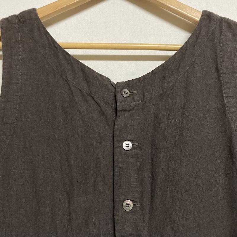 ネストローブ nest Robe ワンピース ロングスカート nest Robe リネン バックボタン リボン ノースリーブ フレアワンピース 01123-2047 無地 ダークブラウン / ダークブラウン / レディース USED 古着 中古 50111136