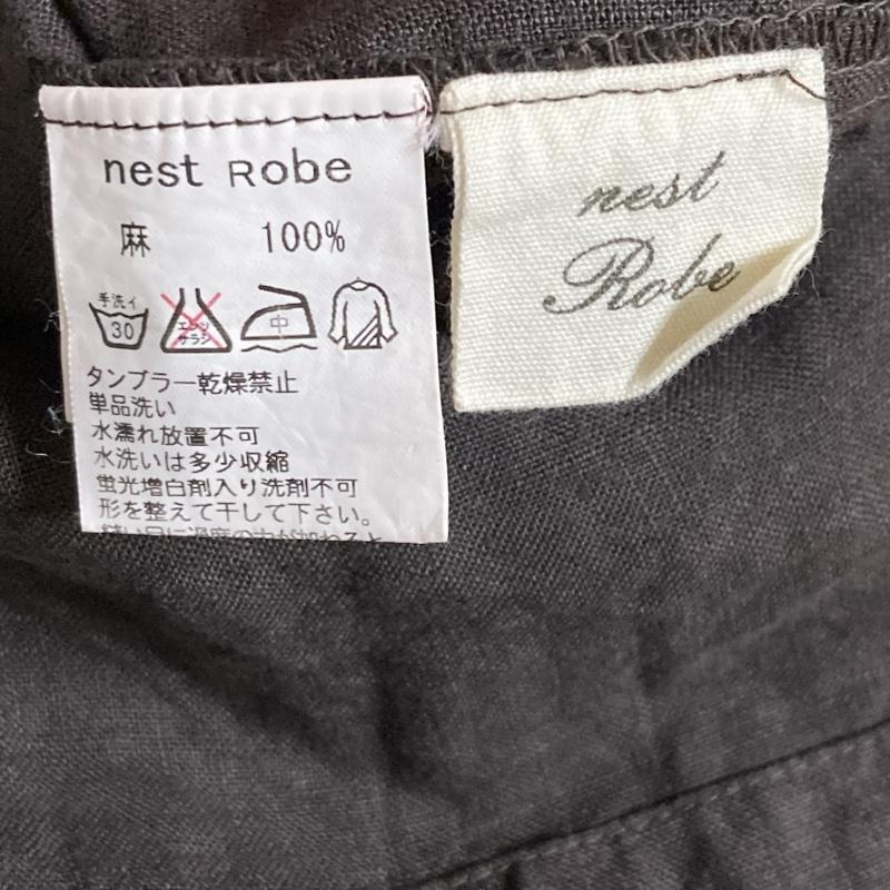 ネストローブ nest Robe ワンピース ロングスカート nest Robe リネン バックボタン リボン ノースリーブ フレアワンピース 01123-2047 無地 ダークブラウン / ダークブラウン / レディース USED 古着 中古 50111136
