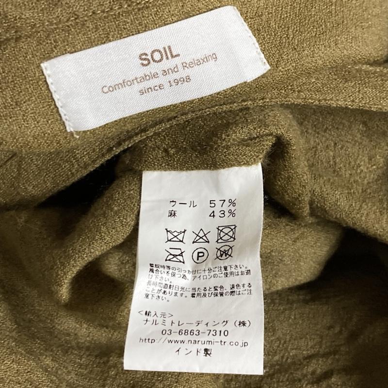 ソイル soil ワンピース ロングスカート インド製 ウール リネン 長袖 ボートネック バックギャザーワイドワンピース 2 無地 マスタード / マスタード / レディース USED 古着 中古 50111142