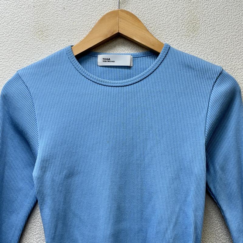 トーガ TOGA カットソー 長袖 TA81-JK035 Ribbed Shiny Telecom Pullover カットワーク リブ編みサーマル 36 水色 / ライトブルー / レディース USED 古着 中古 50111152