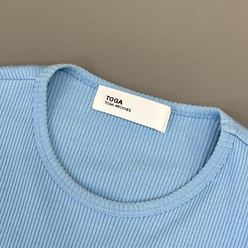 トーガ TOGA カットソー 長袖 TA81-JK035 Ribbed Shiny Telecom Pullover カットワーク リブ編みサーマル 36 水色 / ライトブルー / レディース USED 古着 中古 50111152