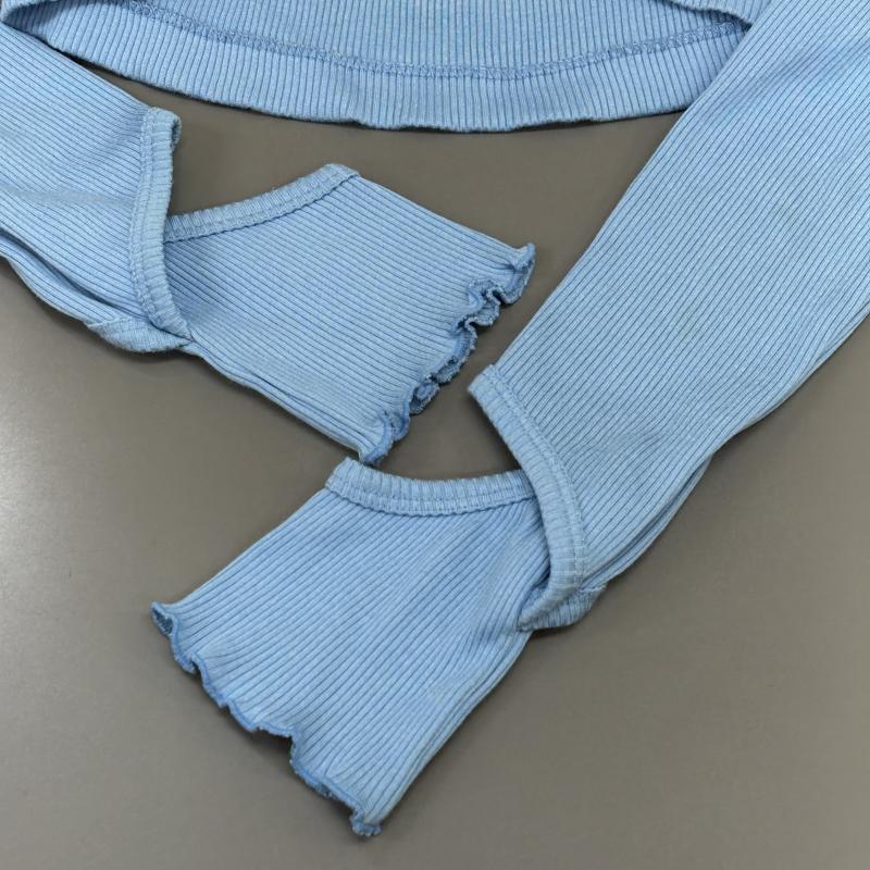 トーガ TOGA カットソー 長袖 TA81-JK035 Ribbed Shiny Telecom Pullover カットワーク リブ編みサーマル 36 水色 / ライトブルー / レディース USED 古着 中古 50111152