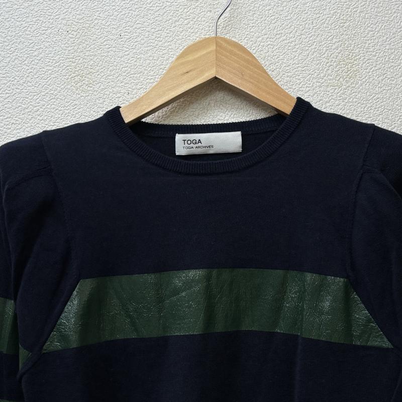 トーガ TOGA ニット、セーター 長袖 TA41-XN029 テープデザイン 肩パット入り クルーネック 1 紺 / ネイビー / navy X 緑 / グリーン / green レディース USED 古着 中古 50111155