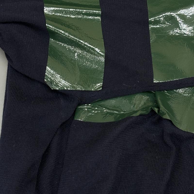 トーガ TOGA ニット、セーター 長袖 TA41-XN029 テープデザイン 肩パット入り クルーネック 1 紺 / ネイビー / navy X 緑 / グリーン / green レディース USED 古着 中古 50111155
