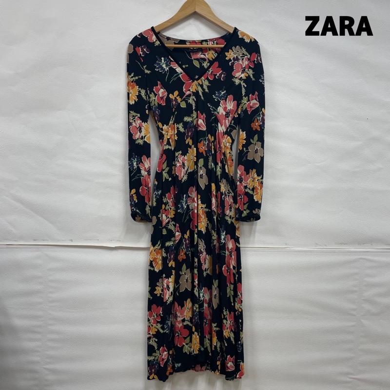 ザラ ZARA ワンピース ロングスカート ZARA 花柄 フラワー ロングワンピース マキシ丈 S S ロゴ、文字 X 花柄 黒 / ブラック / black X マルチカラー / マルチカラー / multicolor レディース USED 古着 中古 50111178