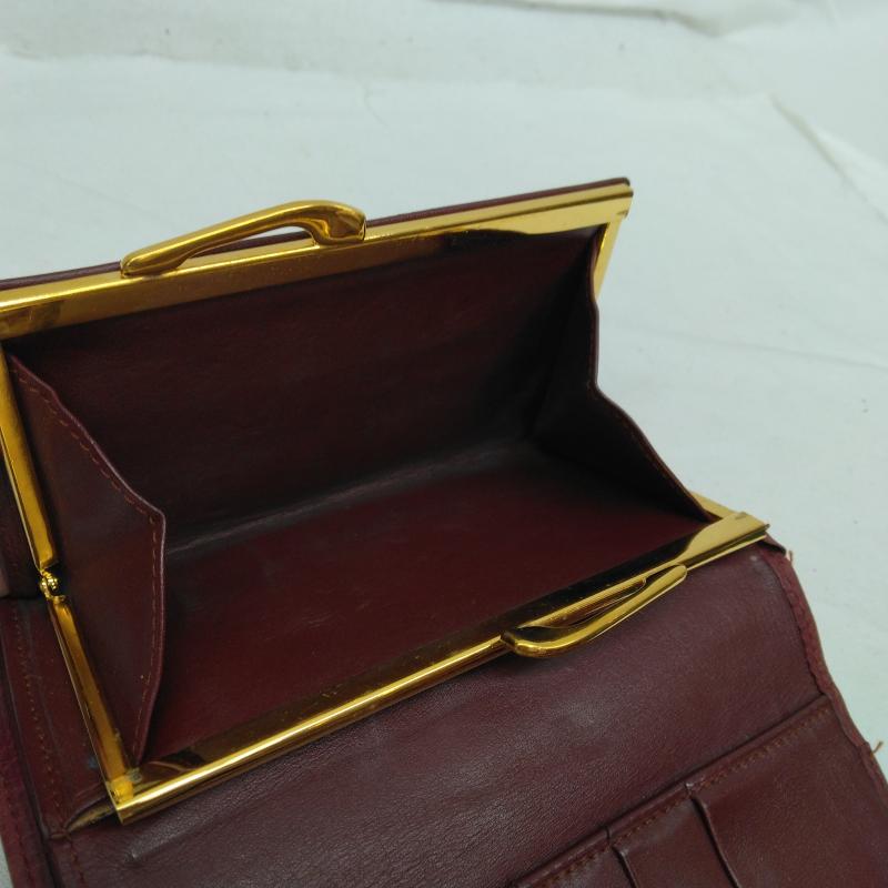 カルティエ Cartier 財布 二つ折り 三つ折り 財布 がま口 マストライン - ボルドー / ボルドー / レディース USED 古着 中古 50111273