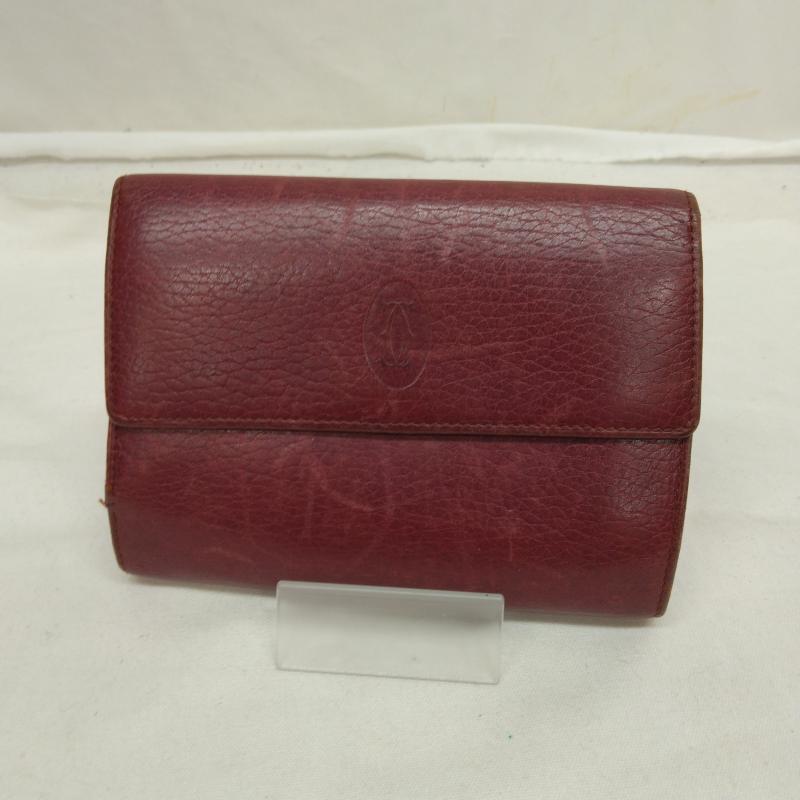 カルティエ Cartier 財布 二つ折り 三つ折り 財布 がま口 マストライン - ボルドー / ボルドー / レディース USED 古着 中古 50111273