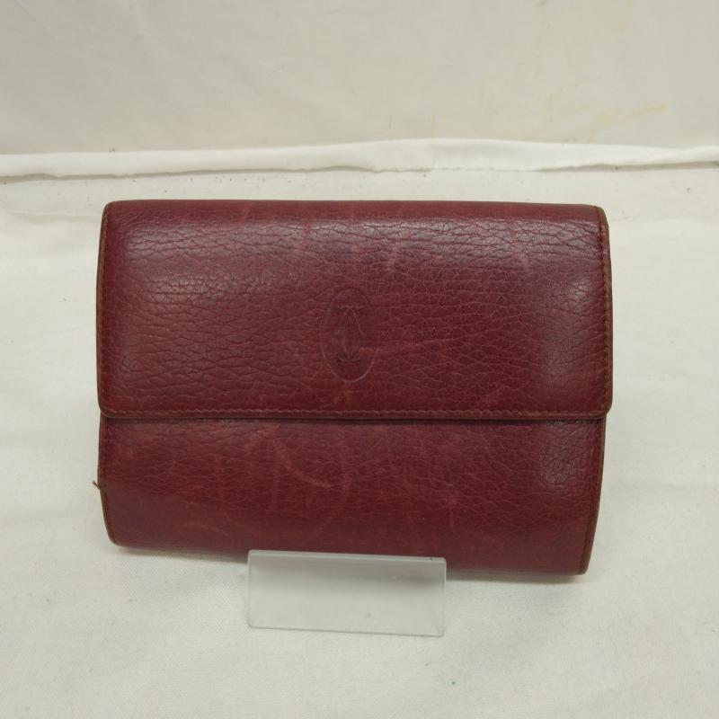カルティエ Cartier 財布 二つ折り 三つ折り 財布 がま口 マストライン - ボルドー / ボルドー / レディース USED 古着 中古 50111273