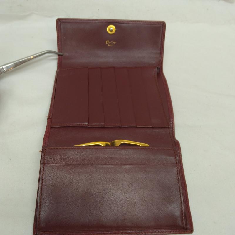 カルティエ Cartier 財布 二つ折り 三つ折り 財布 がま口 マストライン - ボルドー / ボルドー / レディース USED 古着 中古 50111273