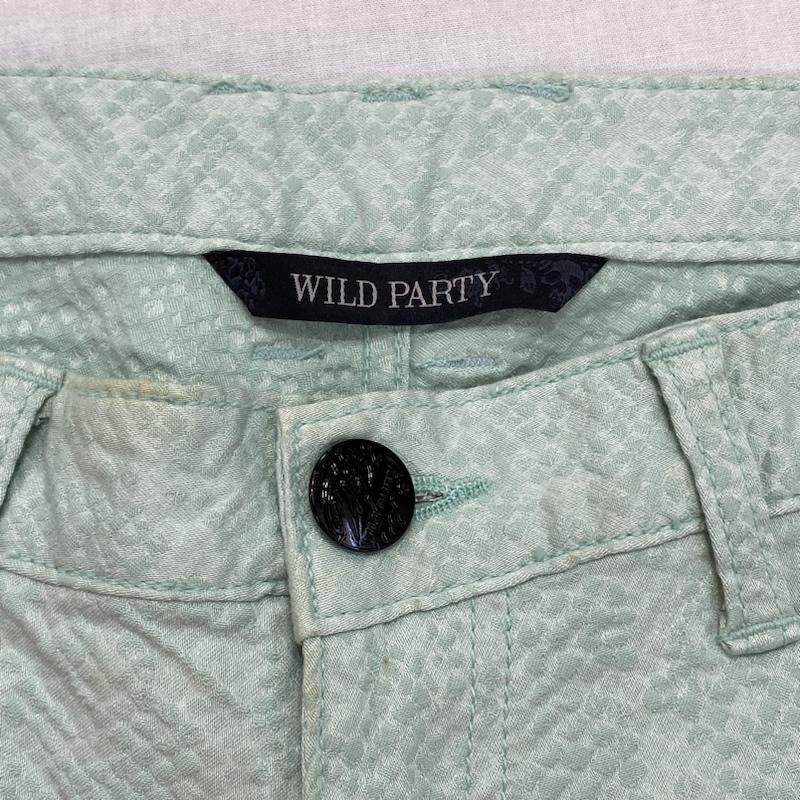 古着 USED パンツ ショートパンツ WILD PARTY ワイルドパーティ ハーフパンツ パイソン柄 スタッズ ストレッチ 1 1 総柄 X ヘビ柄 薄緑 / ライトグリーン / メンズ USED 古着 中古 50111366
