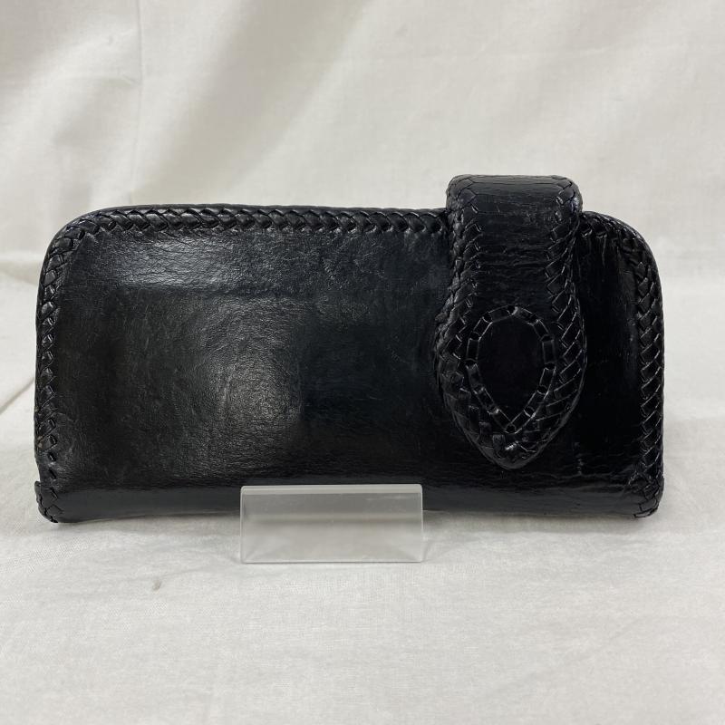 サード SAAD 財布 長財布 SAAD レザー 長財布 編み上げ ブラック - 無地 黒 / ブラック / black メンズ USED 古着 中古 50111391