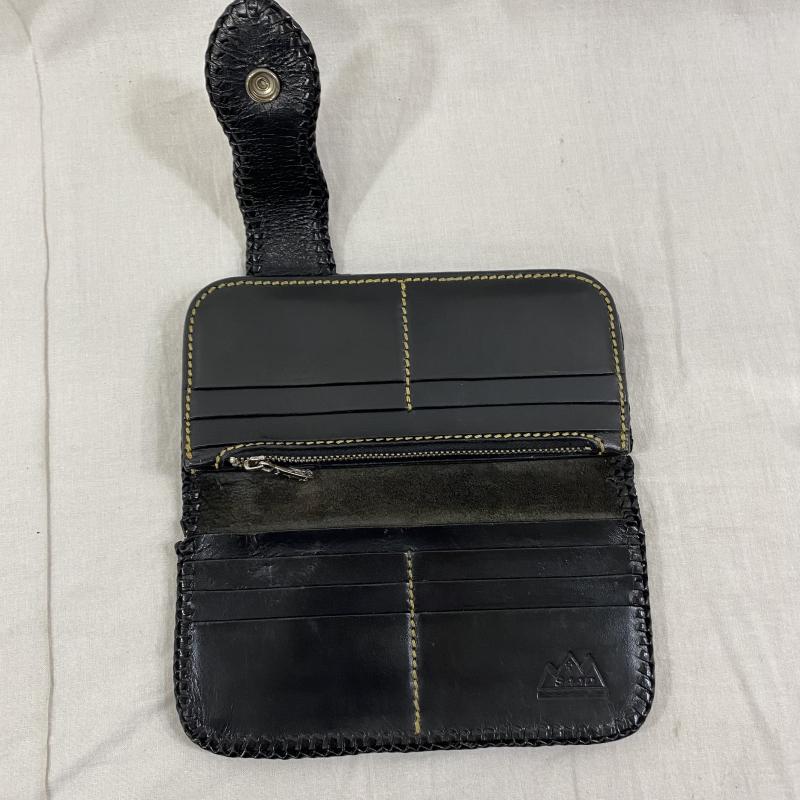 サード SAAD 財布 長財布 SAAD レザー 長財布 編み上げ ブラック - 無地 黒 / ブラック / black メンズ USED 古着 中古 50111391