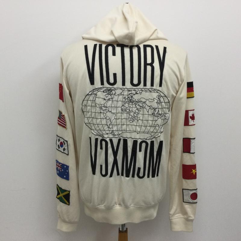 テンディープ 10Deep パーカー 長袖 VCTRY MCMCV メッシュ フルジップパーカー 両袖国旗ワッペン バックロゴ刺繍 M ロゴ、文字 アイボリー / アイボリー / メンズ USED 古着 中古 50111449