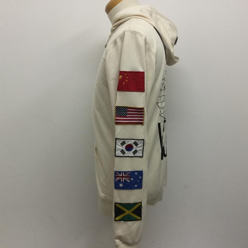 テンディープ 10Deep パーカー 長袖 VCTRY MCMCV メッシュ フルジップパーカー 両袖国旗ワッペン バックロゴ刺繍 M ロゴ、文字 アイボリー / アイボリー / メンズ USED 古着 中古 50111449