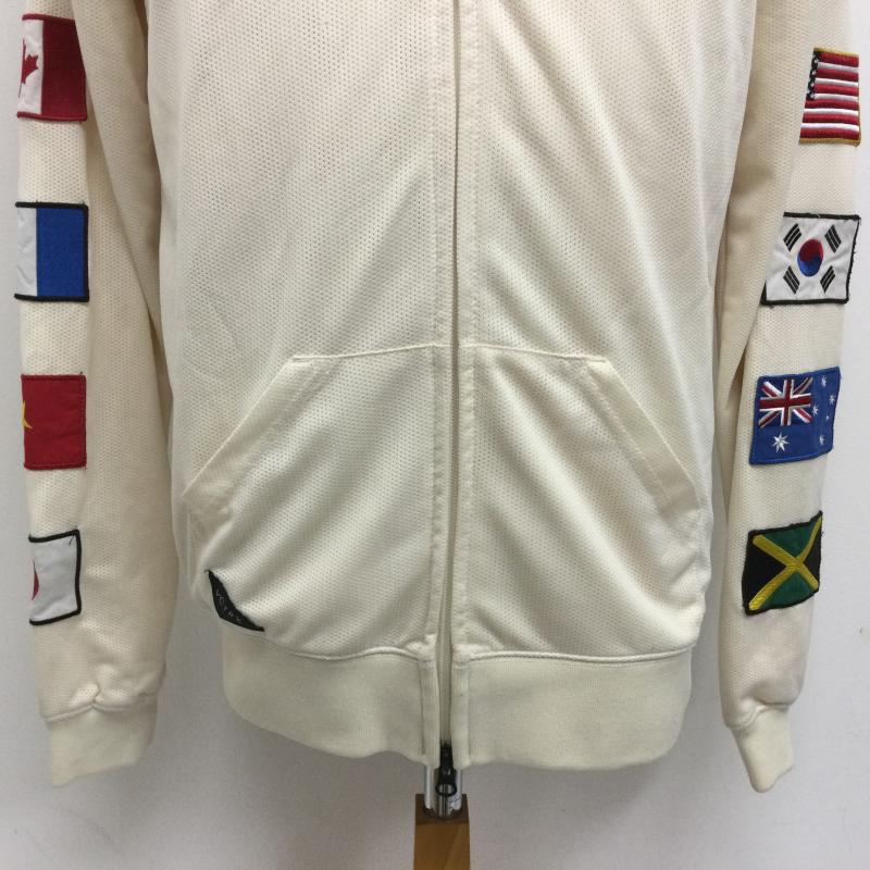 テンディープ 10Deep パーカー 長袖 VCTRY MCMCV メッシュ フルジップパーカー 両袖国旗ワッペン バックロゴ刺繍 M ロゴ、文字 アイボリー / アイボリー / メンズ USED 古着 中古 50111449
