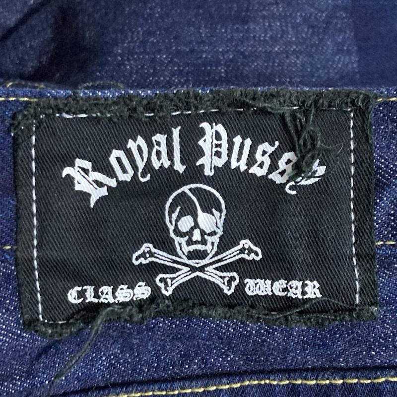 ロイヤルプッシー ROYAL PUSSY パンツ デニム、ジーンズ ROYAL PUSSY Mother fucker ボタンフライ フェイクレザーポケット ダメージ加工 ストレートデニムパンツ ダメージ加工 X ロゴ、文字 X プリント インディゴ / インディゴ / Indigo レディース USED 古着 中古 50111649